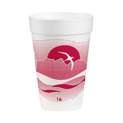 Dart 16J16H Horizon 16 oz Red J-Style Printed Foam Cups