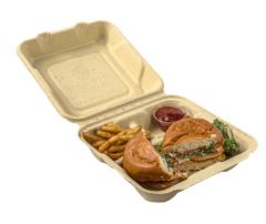 Fabri-Kal 9509825W 3-Compartment 8"x8" Hinged To-Go Container