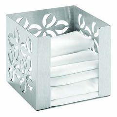 Rosseto SM262 Iris 5.25" x 5.5" x 5.25" Square Stainless Napkin Holder